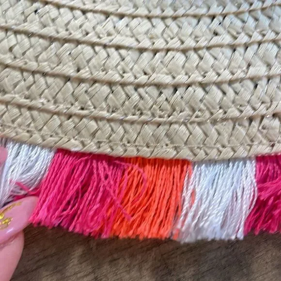 Boho Fringe in Bright Colors Straw Beach Hat - Picture 3 of 9